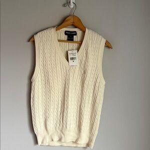 NEW RALPH LAUREN POLO  Golf Cotton Aran Knitted Vest Cream Medium